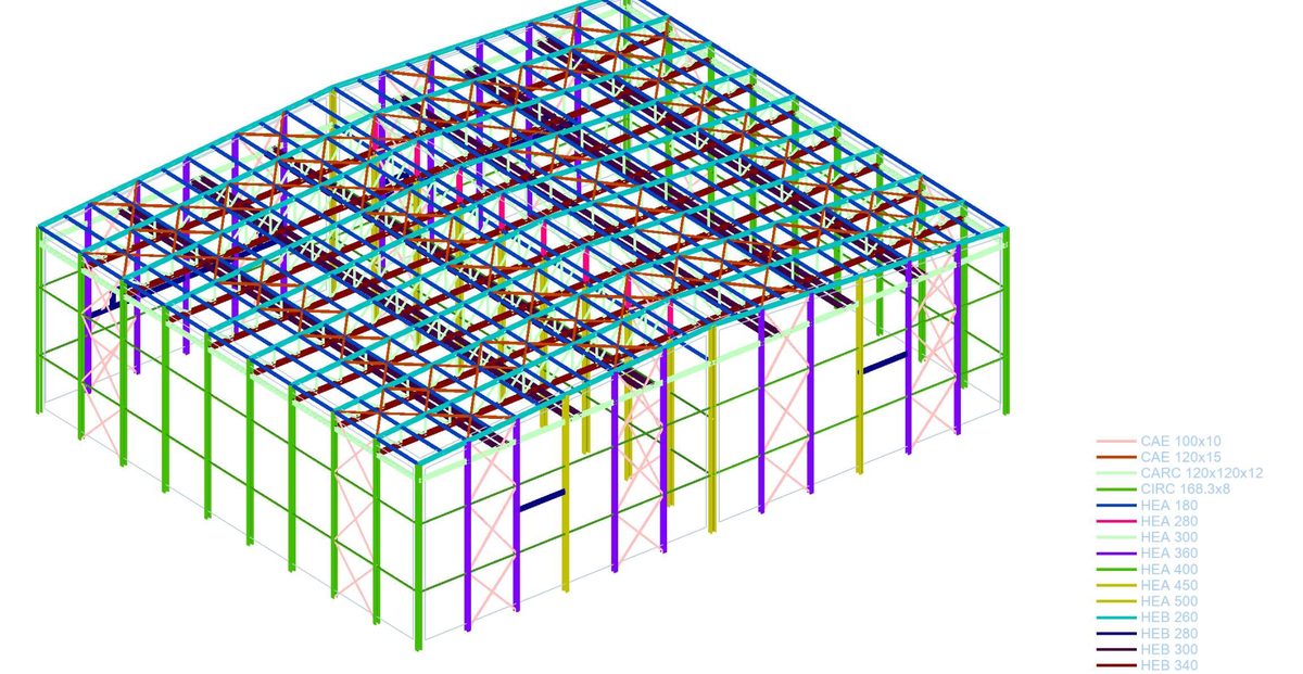 Charpente métallique modélisée sous Robot Structural Analysis